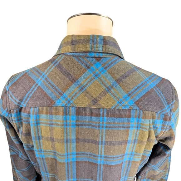 L.L.Bean Men's Small Brown Blue Plaid Lined Katahdin Performance Flannel Shirt - Picture 5 of 11